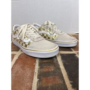 VANS Old Skool Gold & Cream Suede/Canvas Checkerboard Skate Shoes Womens 8